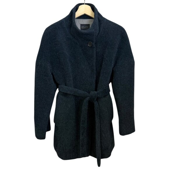 Hilary Radley Alpaca Belted Coat Green Size 2 Old Money Quiet Luxury Minimalist - Picture 1 of 11
